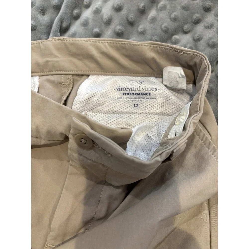 Vineyard Vines Performance Boys Khaki Pants Size 12 Stretch Straight Leg Uniform
